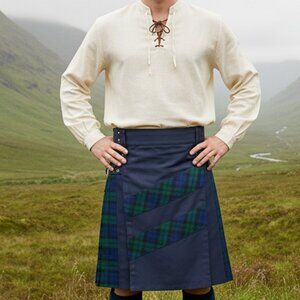 Men’s Hybrid Kilt  Black Watch Tartan Plaid, Scottish Cross Stripes